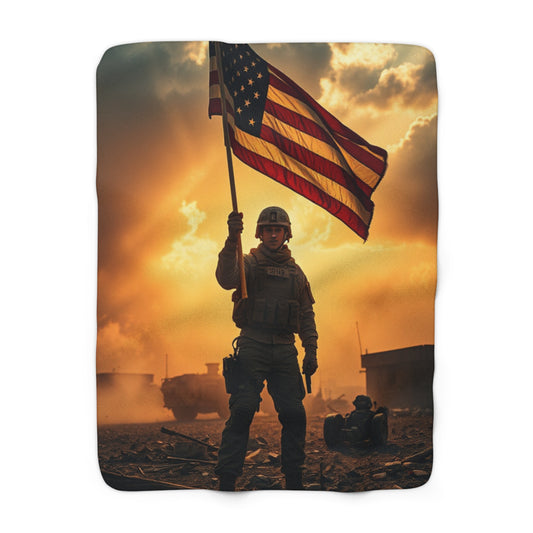 Patriotic Sherpa Fleece Blanket – Cozy American Flag Throw for Veterans and Freedom Lovers