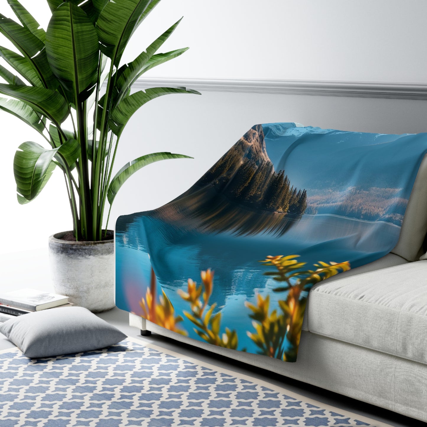 Cozy Mountain Retreat Sherpa Fleece Blanket - Perfect for Nature Lovers