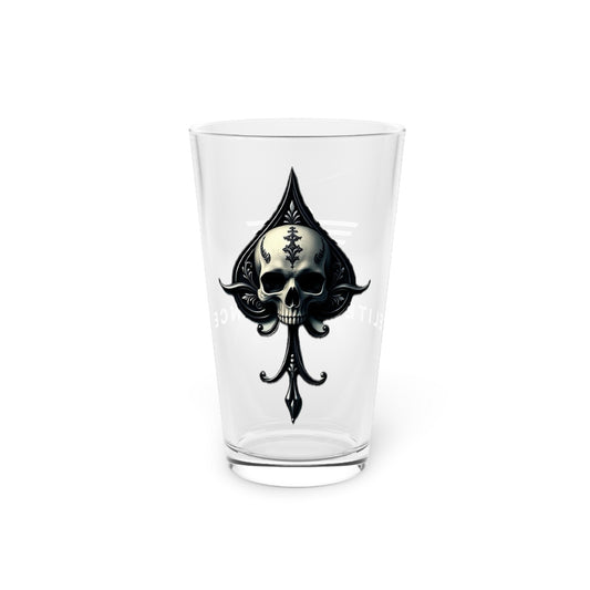 Cool Skull and Ace of Spades Pint Glass - Unique 16oz Drinking Glass for Celebrations and Gatherings